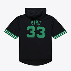 Larry Bird Boston Celtics Mesh Name & Number Short Sleeve Hoodie - Black | Mitchell & Ness discount