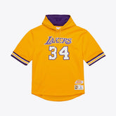 Shaquille O'Neal Los Angeles Lakers Mesh Name & Number Short Sleeve Hoodie - Gold | Mitchell & Ness outlet