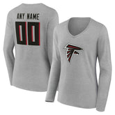 Atlanta Falcons Women's Team Authentic Personalized Name & Number Long Sleeve V-Neck T-Shirt - Gray cheap