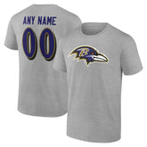 Baltimore Ravens Team Authentic Personalized Name & Number T-Shirt - Gray on sale