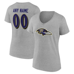 Baltimore Ravens Women's Team Authentic Personalized Name & Number V-Neck T-Shirt - Gray cheap