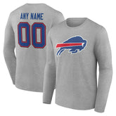 Buffalo Bills Team Authentic Personalized Name & Number Long Sleeve T-Shirt - Gray cheap