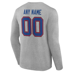 Buffalo Bills Team Authentic Personalized Name & Number Long Sleeve T-Shirt - Gray cheap