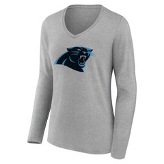 Carolina Panthers Women's Team Authentic Personalized Name & Number Long Sleeve V-Neck T-Shirt - Gray cheap