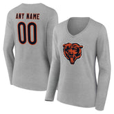 Chicago Bears Women's Team Authentic Personalized Name & Number Long Sleeve V-Neck T-Shirt - Gray sale