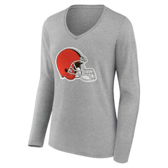 Cleveland Browns Women's Team Authentic Personalized Name & Number Long Sleeve V-Neck T-Shirt - Gray outlet