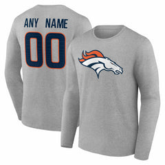 Denver Broncos Team Authentic Personalized Name & Number Long Sleeve T-Shirt - Gray outlet