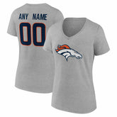 Denver Broncos Women's Team Authentic Personalized Name & Number V-Neck T-Shirt - Gray online