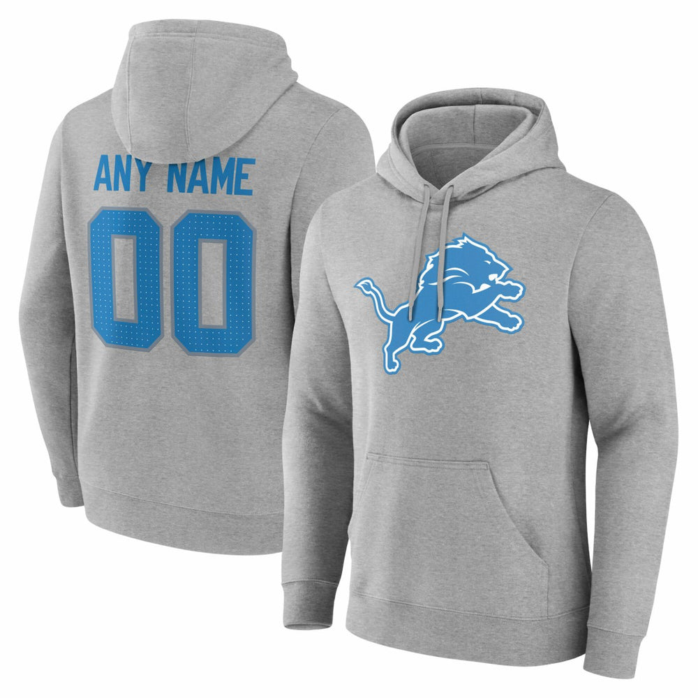 Detroit Lions Team Authentic Personalized Name & Number Hoodie - Gray for sale