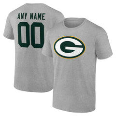 Green Bay Packers Team Authentic Personalized Name & Number T-Shirt - Gray discount