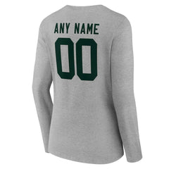 Green Bay Packers Women's Team Authentic Personalized Name & Number Long Sleeve V-Neck T-Shirt - Gray outlet