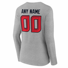 Houston Texans Women's Team Authentic Personalized Name & Number Long Sleeve V-Neck T-Shirt - Gray cheap