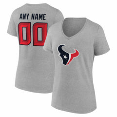 Houston Texans Women's Team Authentic Personalized Name & Number V-Neck T-Shirt - Gray cheap