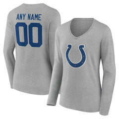 Indianapolis Colts Women's Team Authentic Personalized Name & Number Long Sleeve V-Neck T-Shirt - Gray online