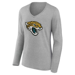 Jacksonville Jaguars Women's Team Authentic Personalized Name & Number Long Sleeve V-Neck T-Shirt - Gray online