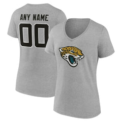 Jacksonville Jaguars Women's Team Authentic Personalized Name & Number V-Neck T-Shirt - Gray outlet