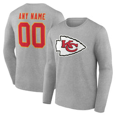 Kansas City Chiefs Team Authentic Personalized Name & Number Long Sleeve T-Shirt - Gray cheap