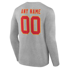 Kansas City Chiefs Team Authentic Personalized Name & Number Long Sleeve T-Shirt - Gray cheap