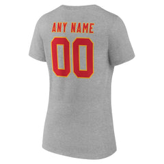 Kansas City Chiefs Women's Team Authentic Personalized Name & Number V-Neck T-Shirt - Gray sale