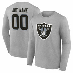 Las Vegas Raiders Team Authentic Personalized Name & Number Long Sleeve T-Shirt - Gray sale
