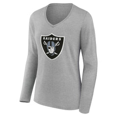 Las Vegas Raiders Women's Team Authentic Personalized Name & Number Long Sleeve V-Neck T-Shirt - Gray on sale