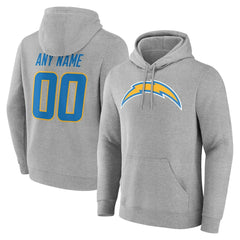 Los Angeles Chargers Team Authentic Personalized Name & Number Hoodie - Gray discount
