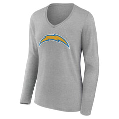 Los Angeles Chargers Women's Team Authentic Personalized Name & Number Long Sleeve V-Neck T-Shirt - Gray online