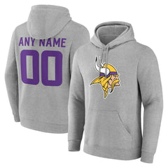 Minnesota Vikings Team Authentic Personalized Name & Number Hoodie - Gray discount