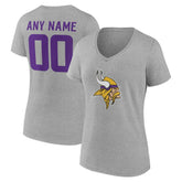 Minnesota Vikings Women's Team Authentic Personalized Name & Number V-Neck T-Shirt - Gray cheap