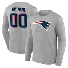 New England Patriots Team Authentic Personalized Name & Number Long Sleeve T-Shirt - Gray online