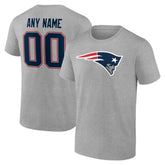 New England Patriots Team Authentic Personalized Name & Number T-Shirt - Gray discount