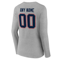 New England Patriots Women's Team Authentic Personalized Name & Number Long Sleeve V-Neck T-Shirt - Gray cheap