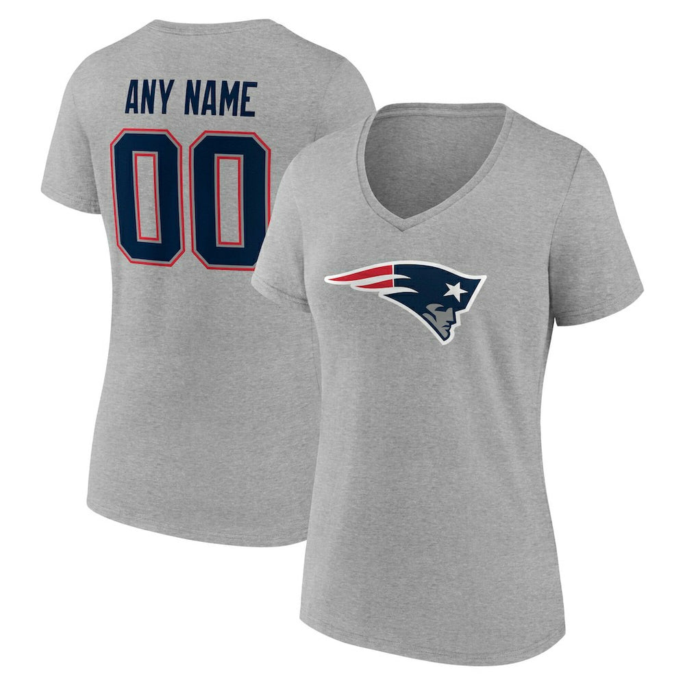 New England Patriots Women's Team Authentic Personalized Name & Number V-Neck T-Shirt - Gray online