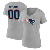 New England Patriots Women's Team Authentic Personalized Name & Number V-Neck T-Shirt - Gray online