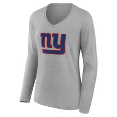 New York Giants Women's Team Authentic Personalized Name & Number Long Sleeve V-Neck T-Shirt - Gray discount