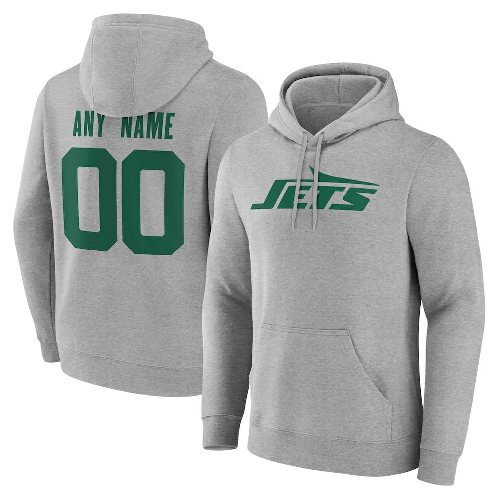New York Jets Team Authentic Personalized Name & Number Hoodie - Gray outlet