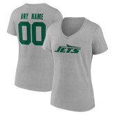 New York Jets Women's Team Authentic Personalized Name & Number V-Neck T-Shirt - Gray discount