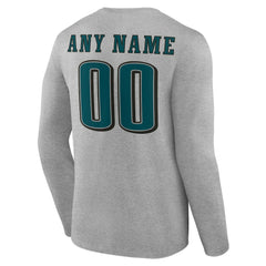 Philadelphia Eagles Team Authentic Personalized Name & Number Long Sleeve T-Shirt - Gray sale