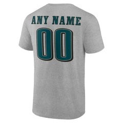 Philadelphia Eagles Team Authentic Personalized Name & Number T-Shirt - Gray for sale