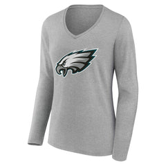 Philadelphia Eagles Women's Team Authentic Personalized Name & Number Long Sleeve V-Neck T-Shirt - Gray online