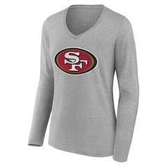 San Francisco 49ers Women's Team Authentic Personalized Name & Number Long Sleeve V-Neck T-Shirt - Gray outlet