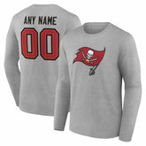 Tampa Bay Buccaneers Team Authentic Personalized Name & Number Long Sleeve T-Shirt - Gray on sale
