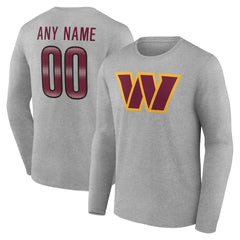 Washington Commanders Team Authentic Personalized Name & Number Long Sleeve T-Shirt - Gray on sale