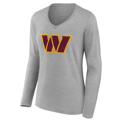 Washington Commanders Women's Team Authentic Personalized Name & Number Long Sleeve V-Neck T-Shirt - Gray discount