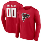 Atlanta Falcons Team Authentic Personalized Name & Number Long Sleeve T-Shirt - Red outlet