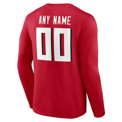 Atlanta Falcons Team Authentic Personalized Name & Number Long Sleeve T-Shirt - Red outlet
