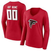 Atlanta Falcons Women's Team Authentic Personalized Name & Number Long Sleeve V-Neck T-Shirt - Red outlet