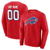 Buffalo Bills Team Authentic Personalized Name & Number Sweatshirt - Red cheap