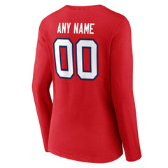 Buffalo Bills Women's Team Authentic Personalized Name & Number Long Sleeve V-Neck T-Shirt - Red cheap