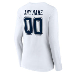 Dallas Cowboys Women's Team Authentic Personalized Name & Number Long Sleeve V-Neck T-Shirt - White discount